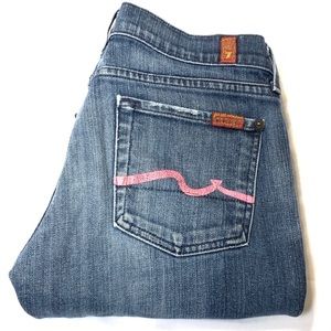 7 For All Mankind 29 x 33 Flare w/ Pink Contrast